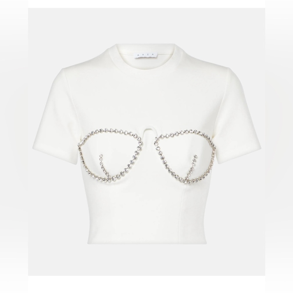 AREA Crystal Embellished Bustier Crop Top - Size XS - Original Price $495